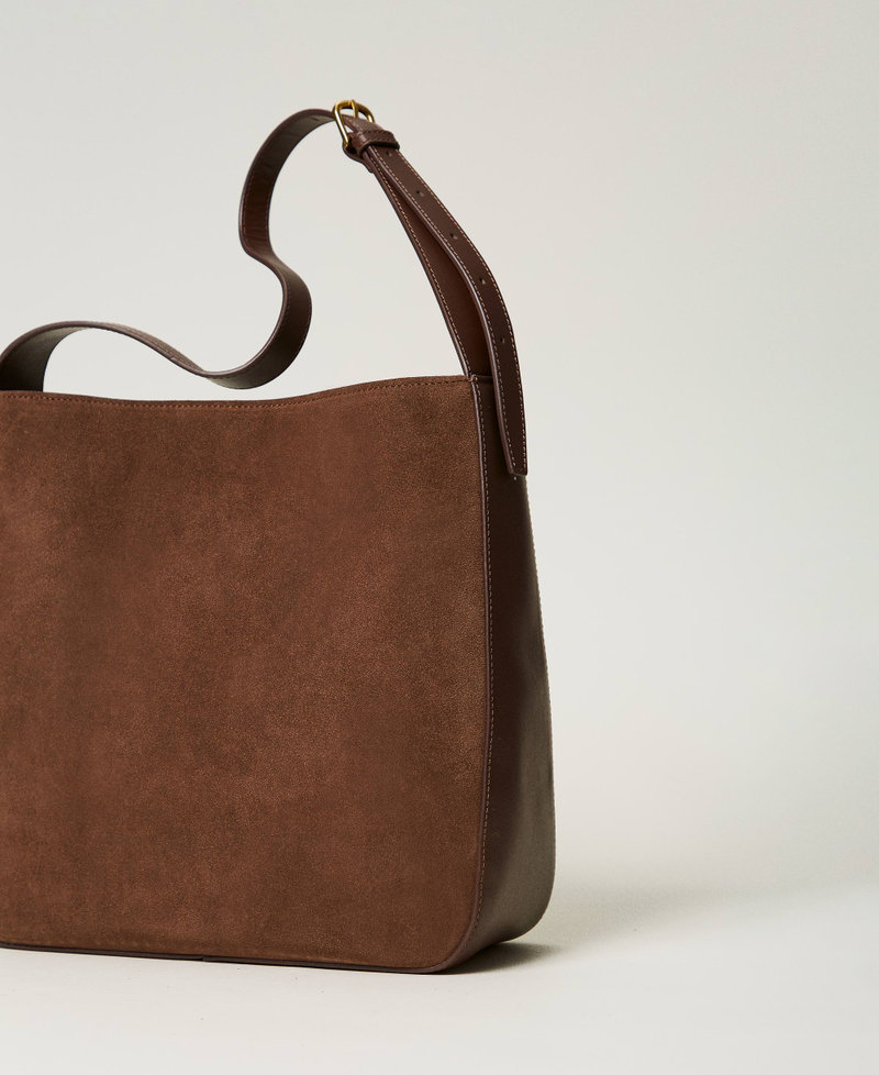‘Chelsea’ leather hobo bag Dark Chocolate Brown Woman 242TD8400_00263_03