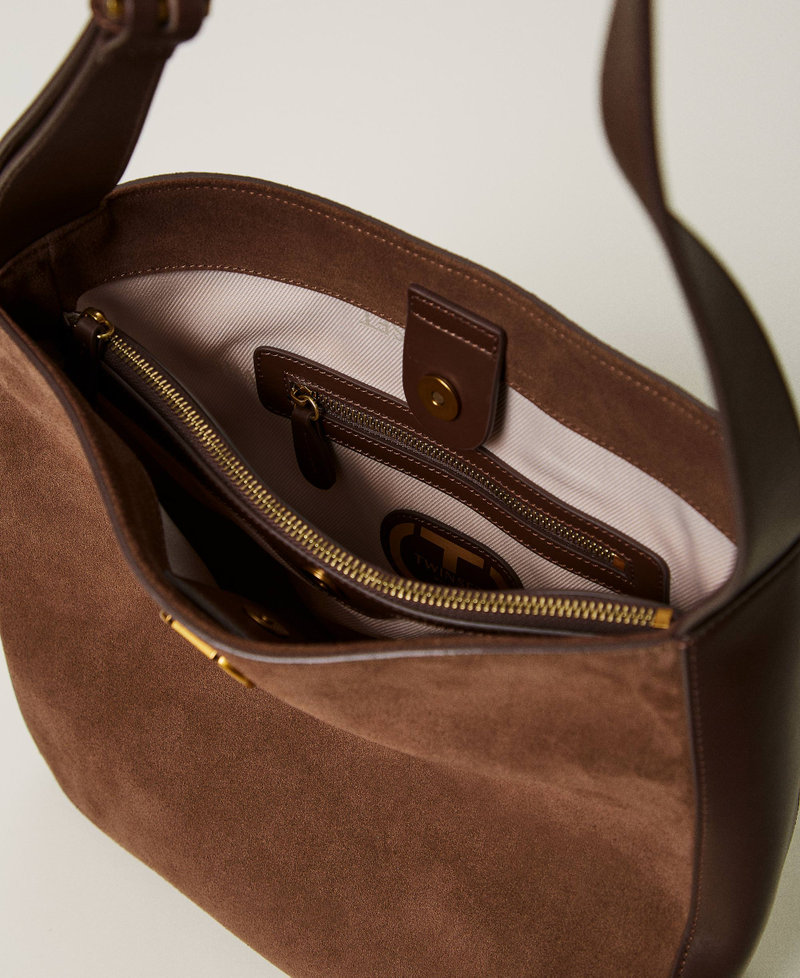 ‘Chelsea’ leather hobo bag Dark Chocolate Brown Woman 242TD8400_00263_04