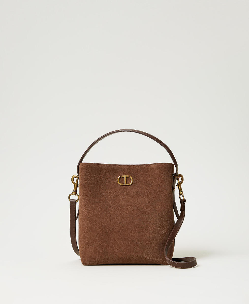 &lsquo;Chelsea&rsquo; leather bucket bag Dark Chocolate Brown Woman 242TD8401_00263_01