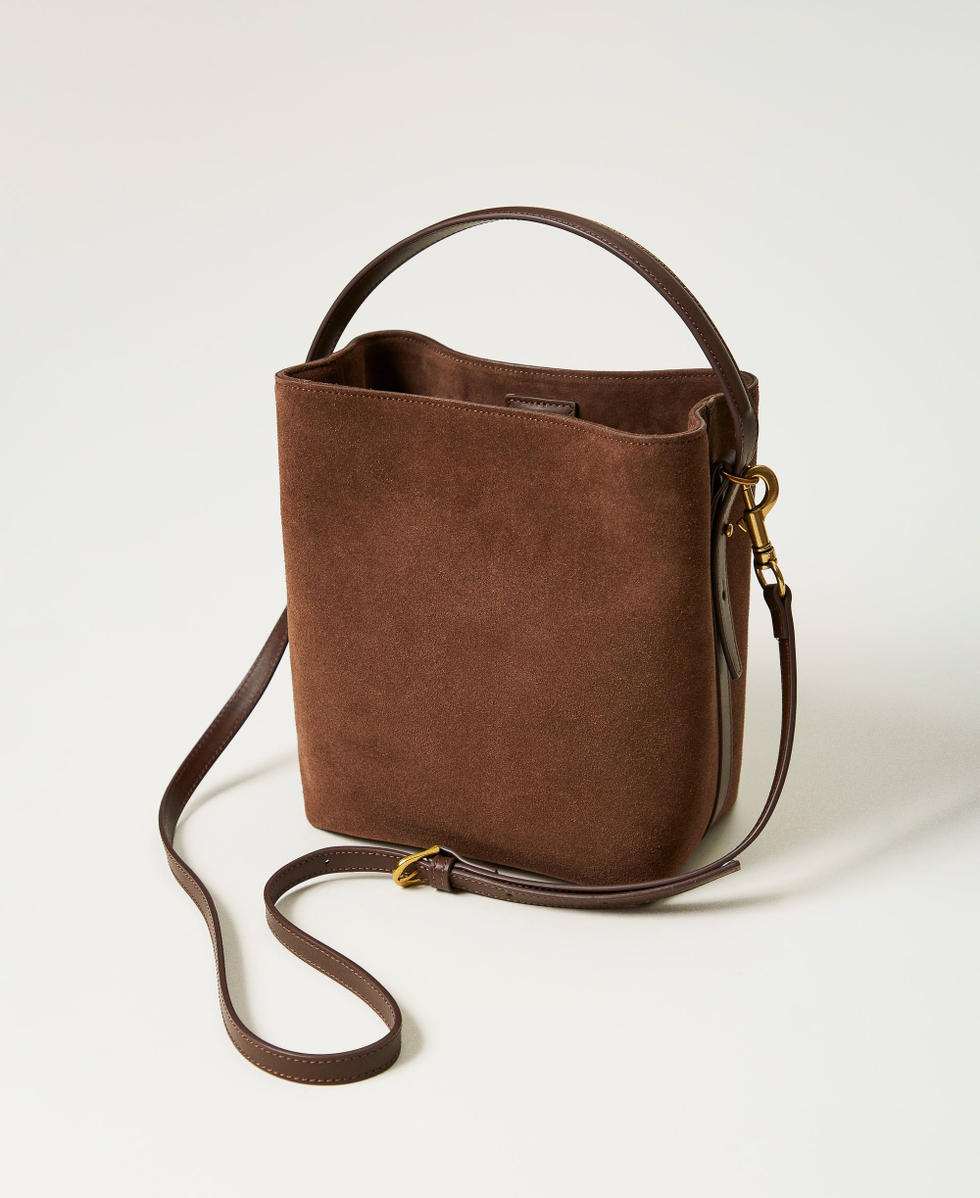 &lsquo;Chelsea&rsquo; leather bucket bag Dark Chocolate Brown Woman 242TD8401_00263_03