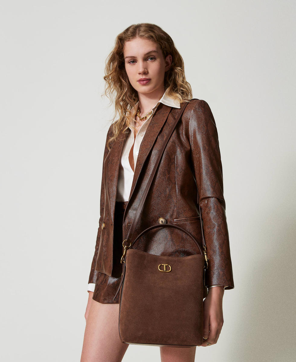 &lsquo;Chelsea&rsquo; leather bucket bag Dark Chocolate Brown Woman 242TD8401_00263_S0