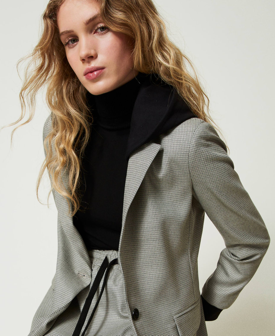 Blazer en pied-de-poule avec capuche Petit Pied-de-Poule Noir/Blanc Neige Femme 242TF2010_12010_01