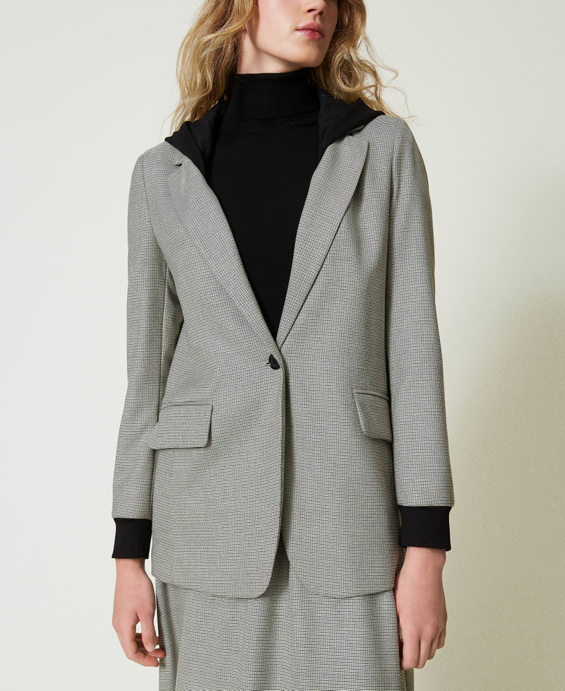 Blazer en pied-de-poule avec capuche Petit Pied-de-Poule Noir/Blanc Neige Femme 242TF2010_12010_02