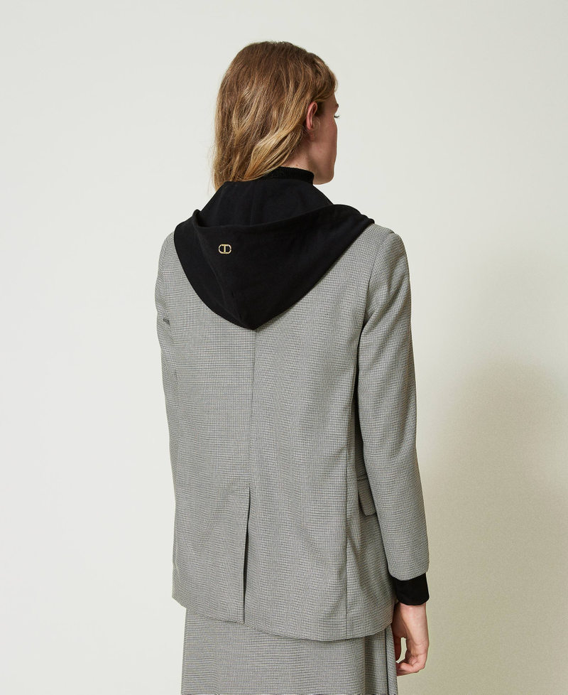 Blazer en pied-de-poule avec capuche Petit Pied-de-Poule Noir/Blanc Neige Femme 242TF2010_12010_04