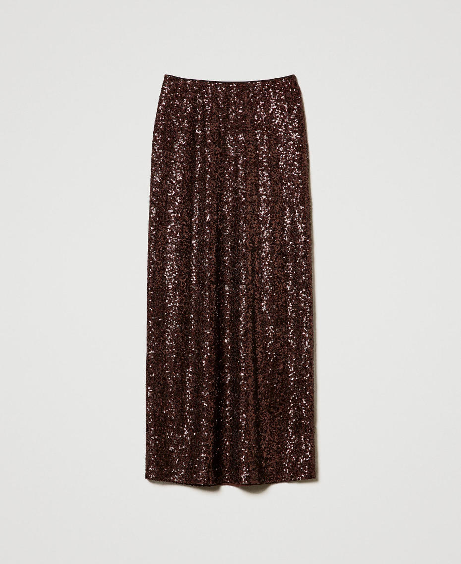 Full sequin long skirt Chocolate Woman 242TF2030-0S