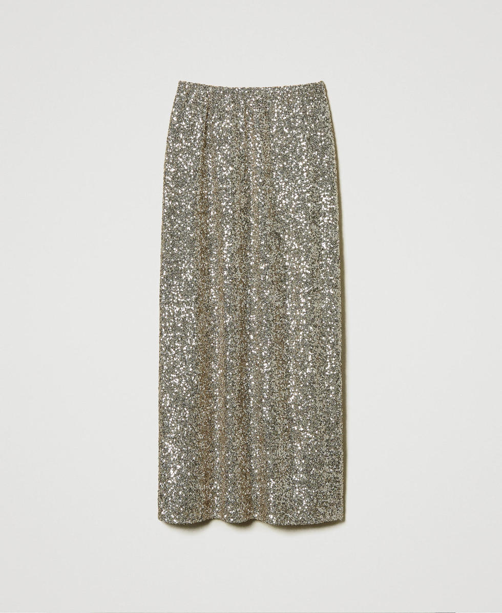 Full sequin long skirt Platinum Woman 242TF2030_12023_S0