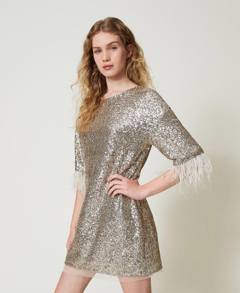 Full sequin short dress Platinum Woman 242TF2032_12023_01