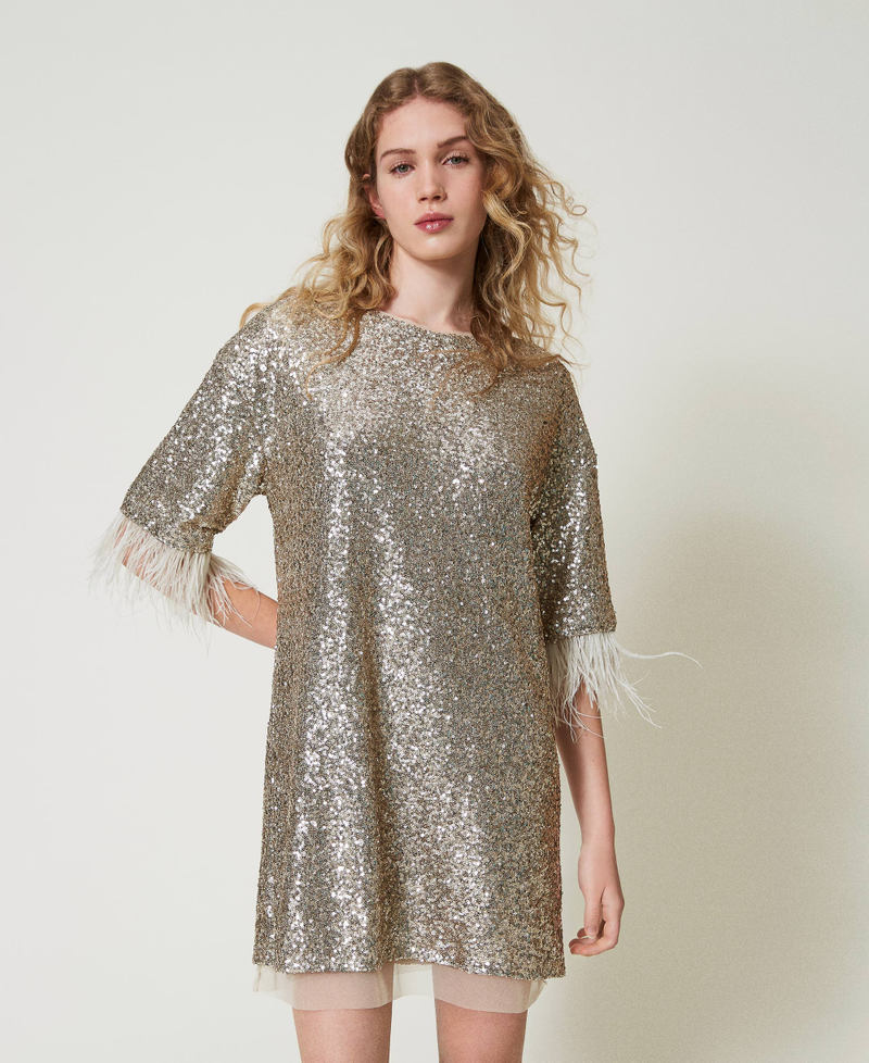 Full sequin short dress Platinum Woman 242TF2032_12023_02