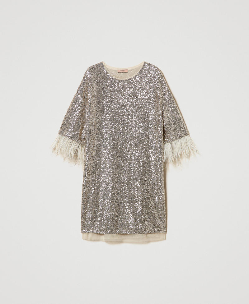 Full sequin short dress Platinum Woman 242TF2032_12023_S0