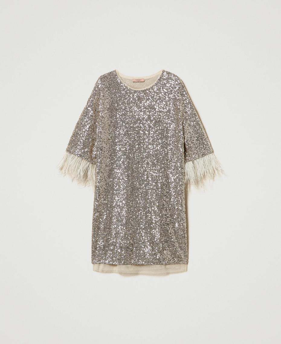 Full sequin short dress Platinum Woman 242TF2032_12023_S0