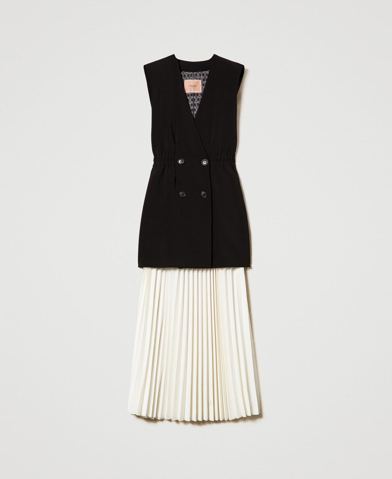Scee by twin set Gilet in crêpe e gonna lunga plissé