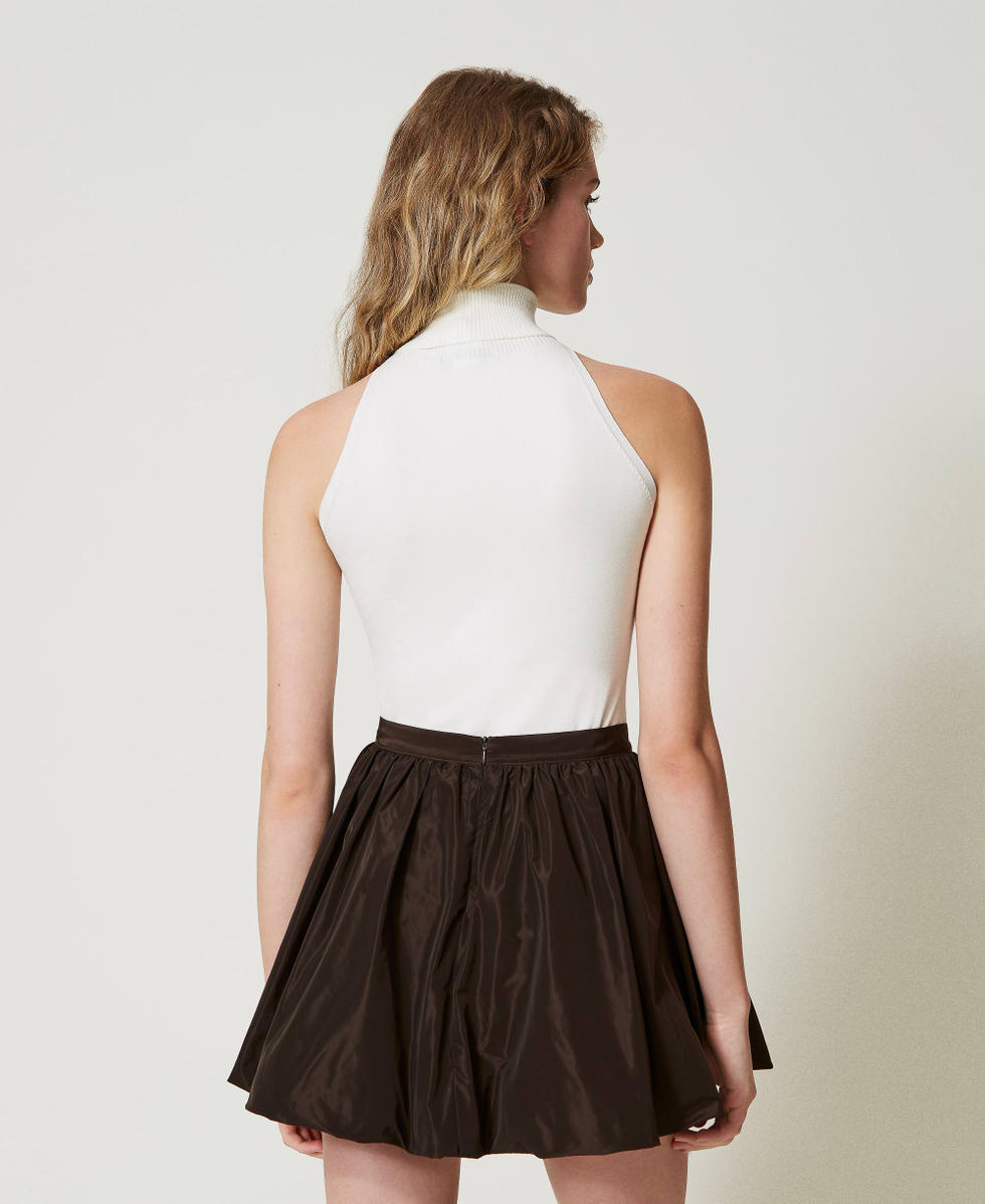 Taffeta balloon miniskirt Chocolate Woman 242TF2093_00085_03
