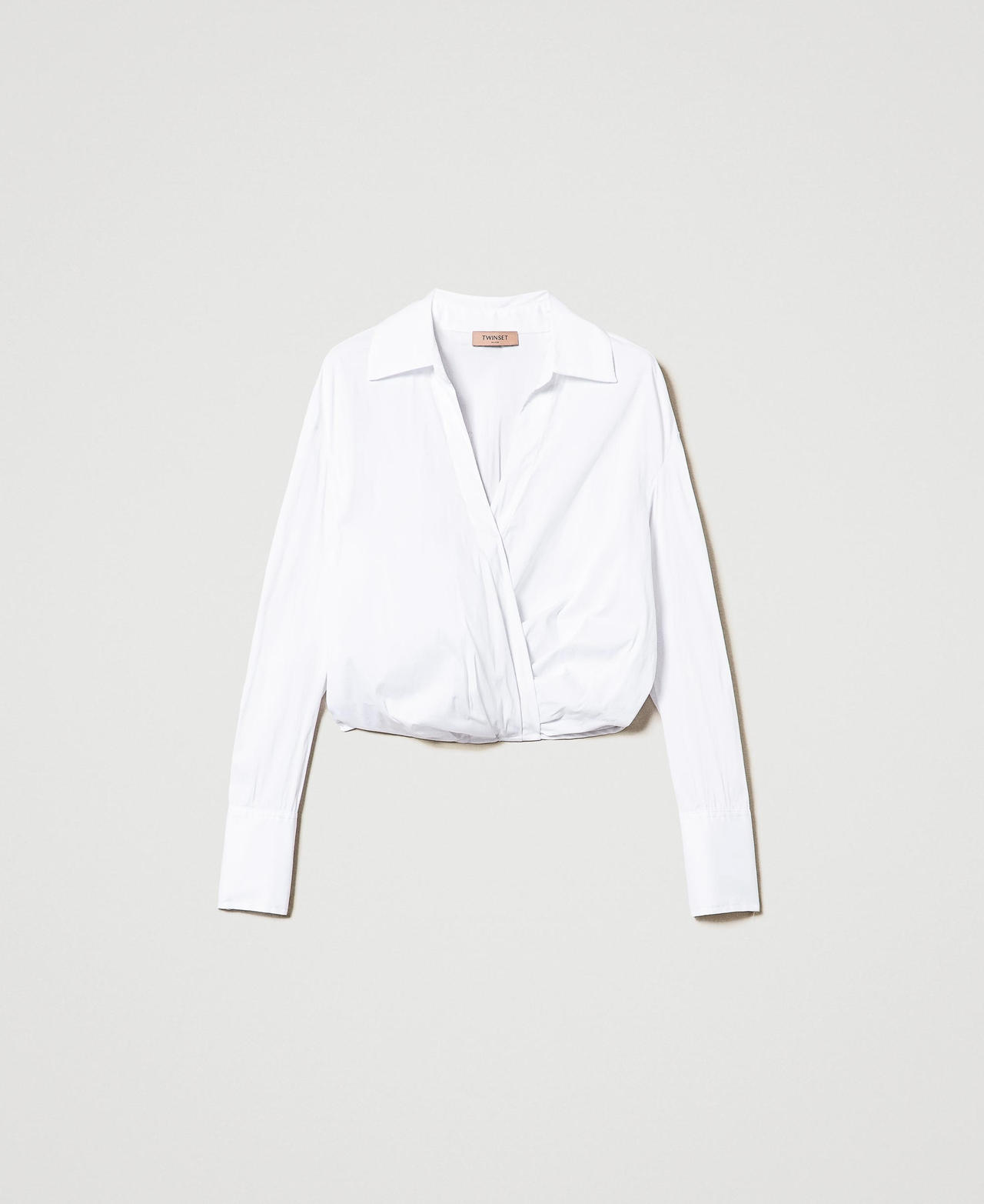 Poplin crossover blouse White Woman 242TF2100_00001_0S