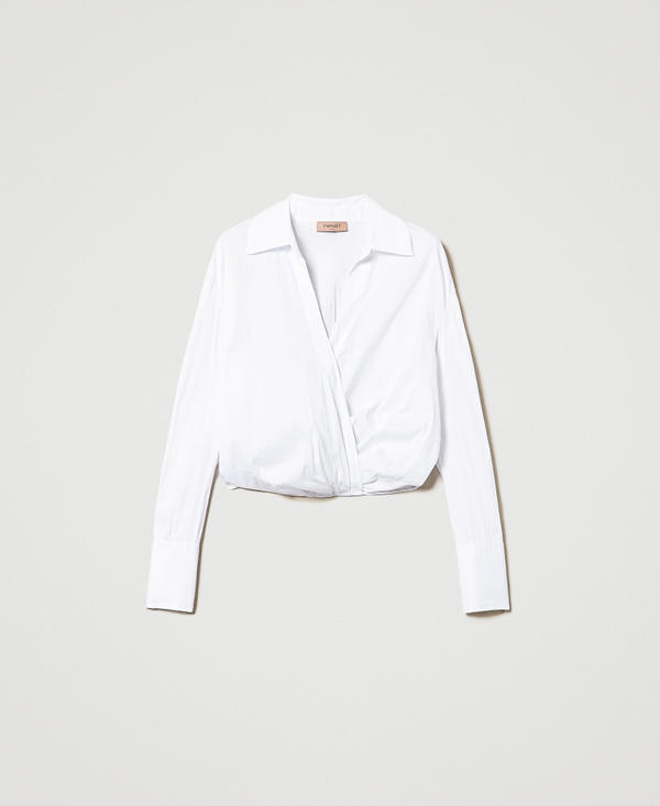 Blusa in popeline con incrocio