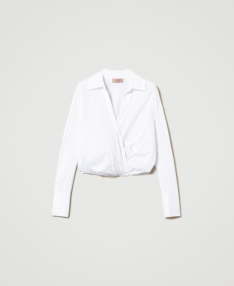 Poplin crossover blouse White Woman 242TF2100_00001_0S