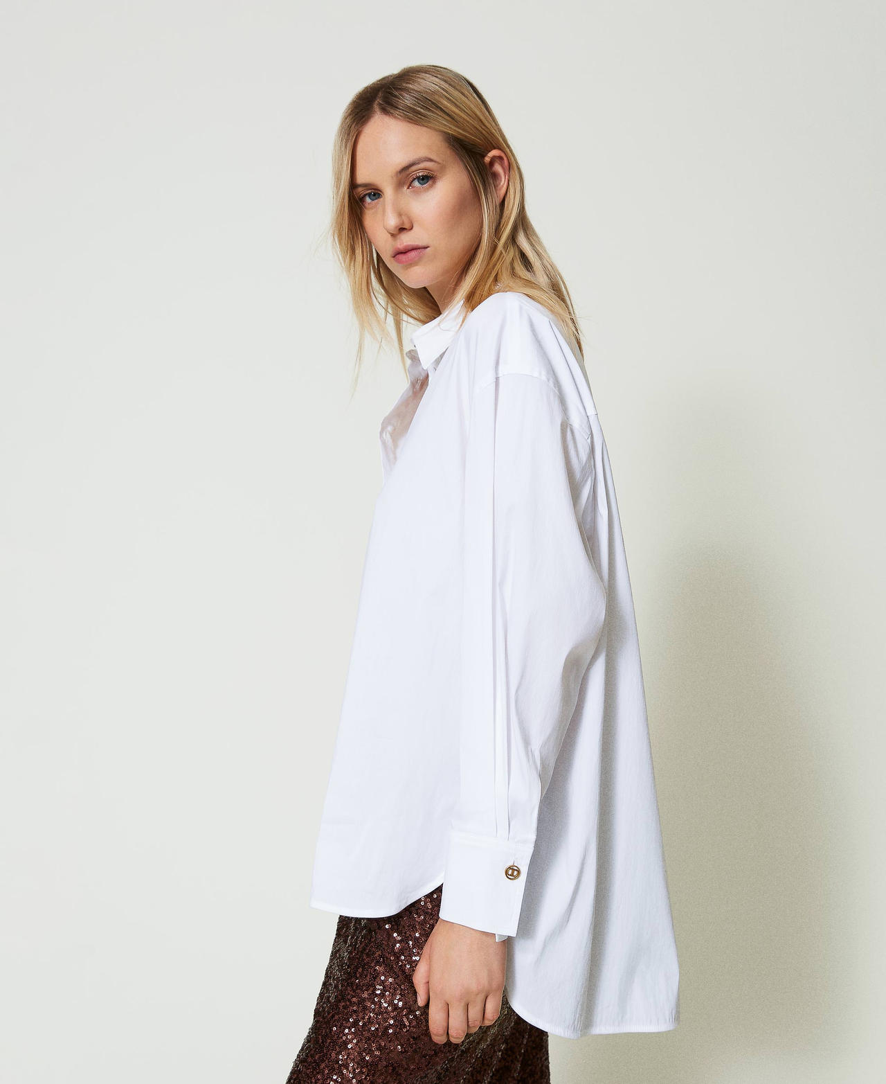 Poplin polo blouse White Woman 242TF2101_00001_02