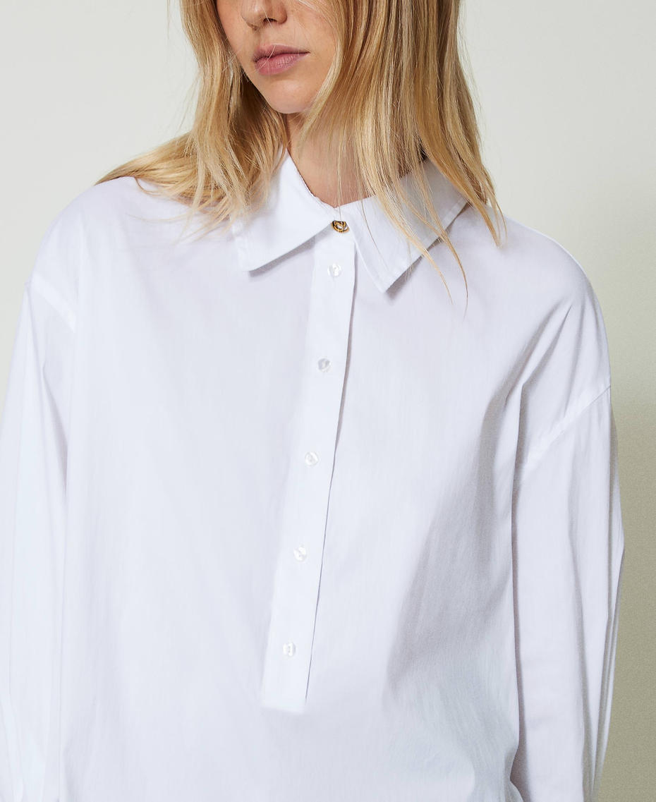 Poplin polo blouse White Woman 242TF2101_00001_04