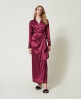 Long satin wrap-around dress Woman, Red | TWINSET Milano