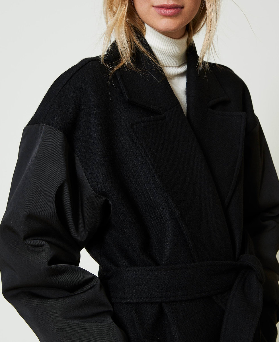 Manteau drap de laine noir femme deals