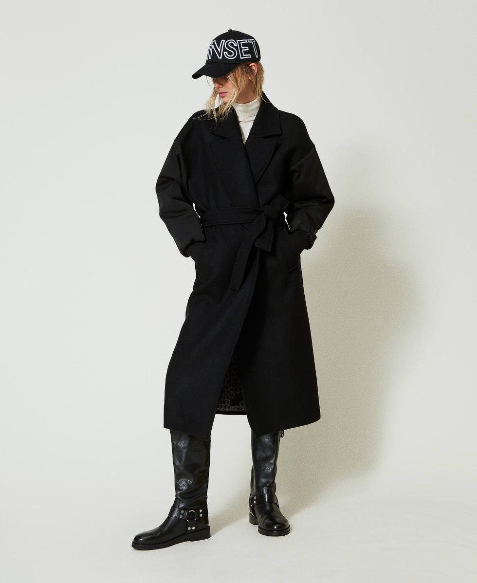 Wool blend cloth coat Black Woman 242TF2130_00006_T0