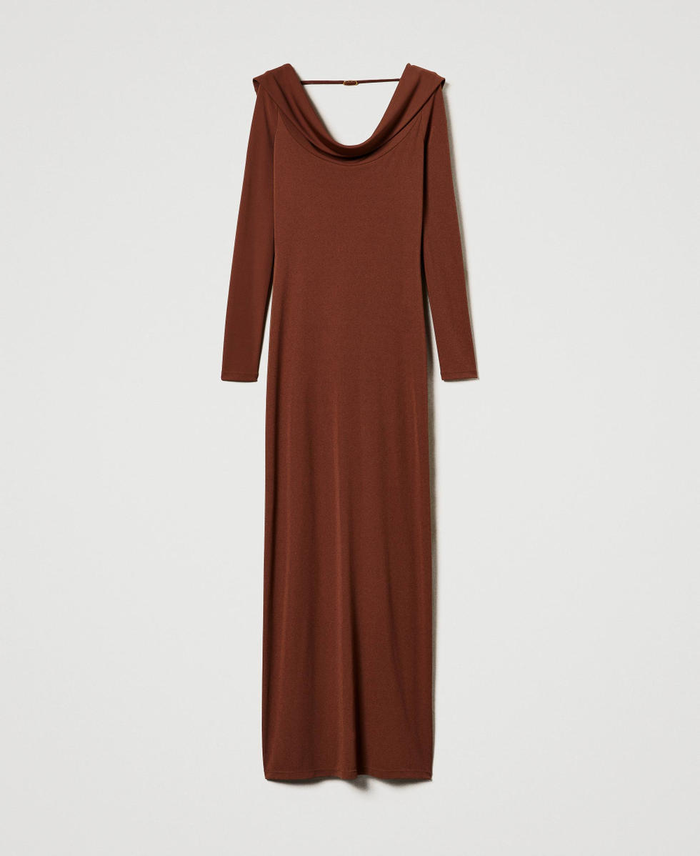 Robe longue avec col drap&eacute;