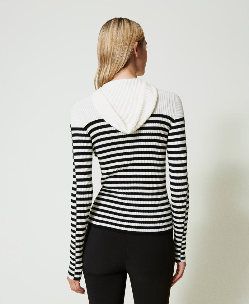 Fitted striped jumper Two-tone Black / Snow White Woman 242TF3011_12063_03