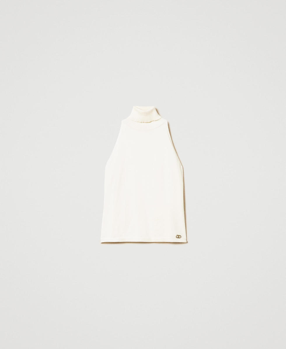 Knit fitted top White Snow Woman 242TF3031_00282_S0