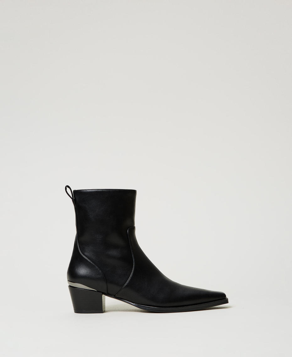 Ankle boots with laminated insert Black Woman 242TGT022_00006_01