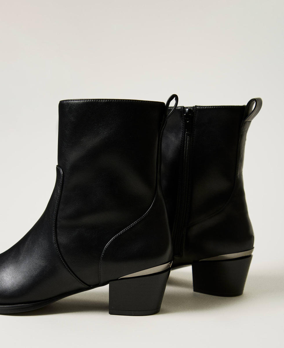Bottines avec insertion lam&eacute;e Noir Femme 242TGT022_00006_03