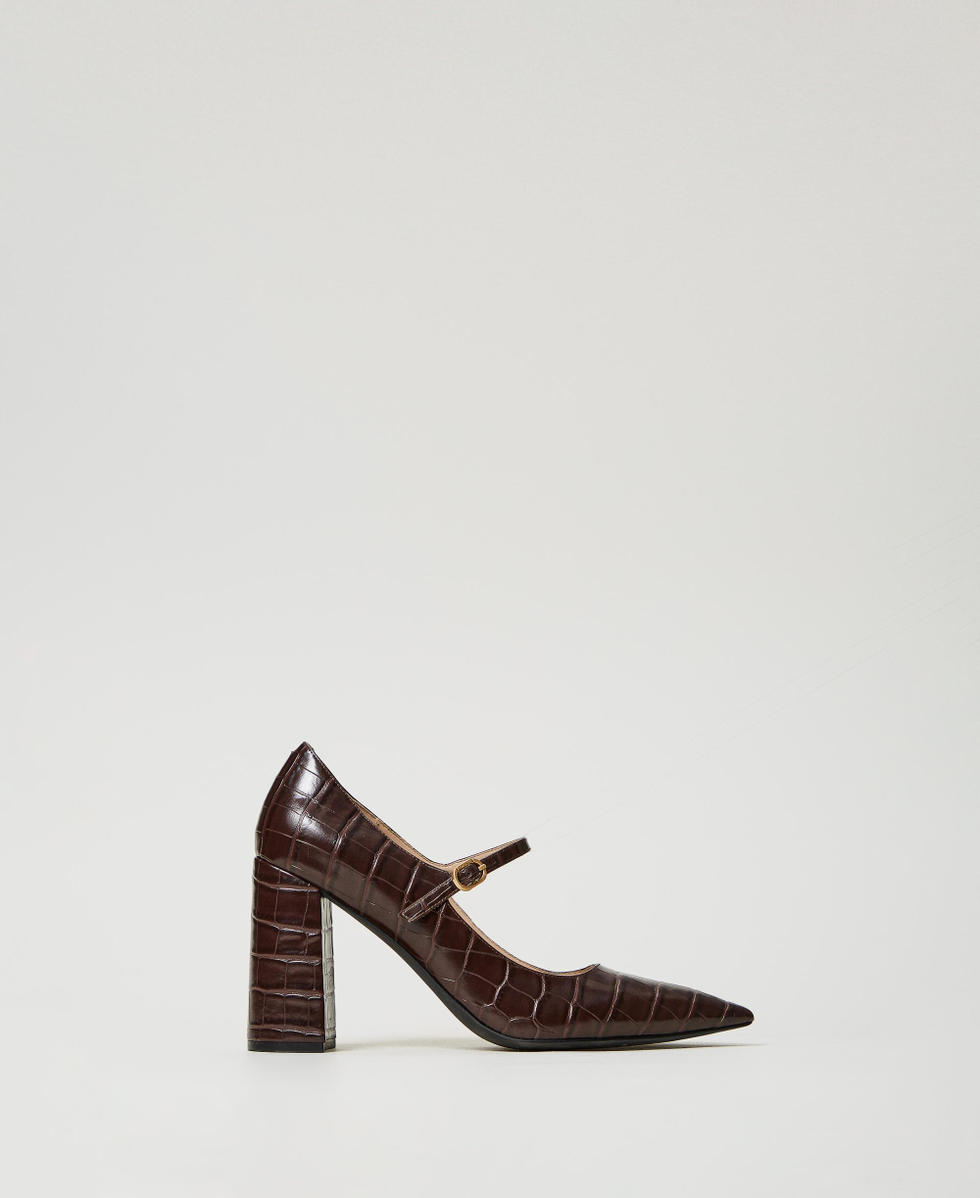 Croc print court shoes Woman Brown TWINSET Milano