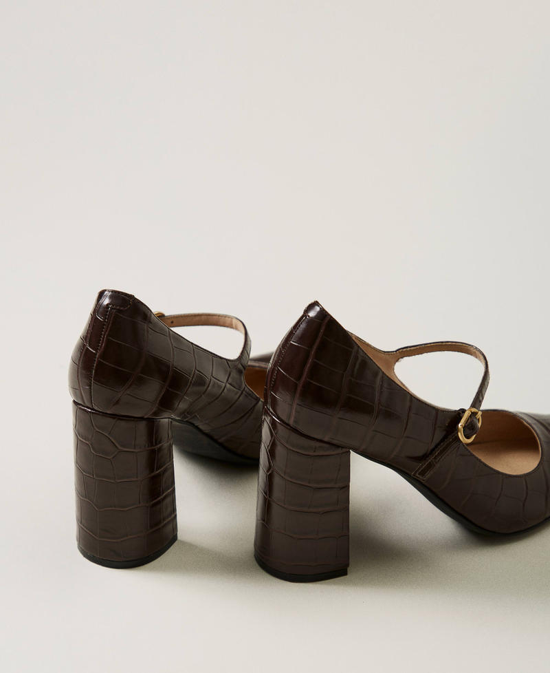 Escarpins avec imprim&eacute; croco Coffee Chocolate Femme 242TGT044_11946_03