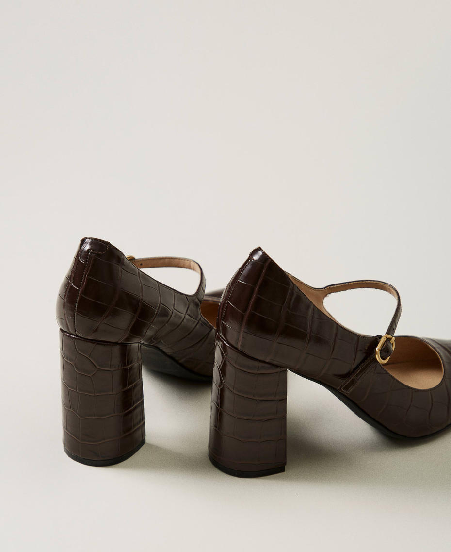 Croc print court shoes