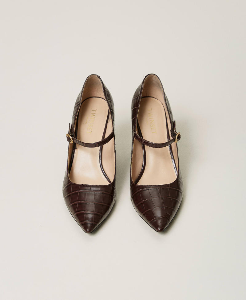 Escarpins avec imprim&eacute; croco Coffee Chocolate Femme 242TGT044_11946_04