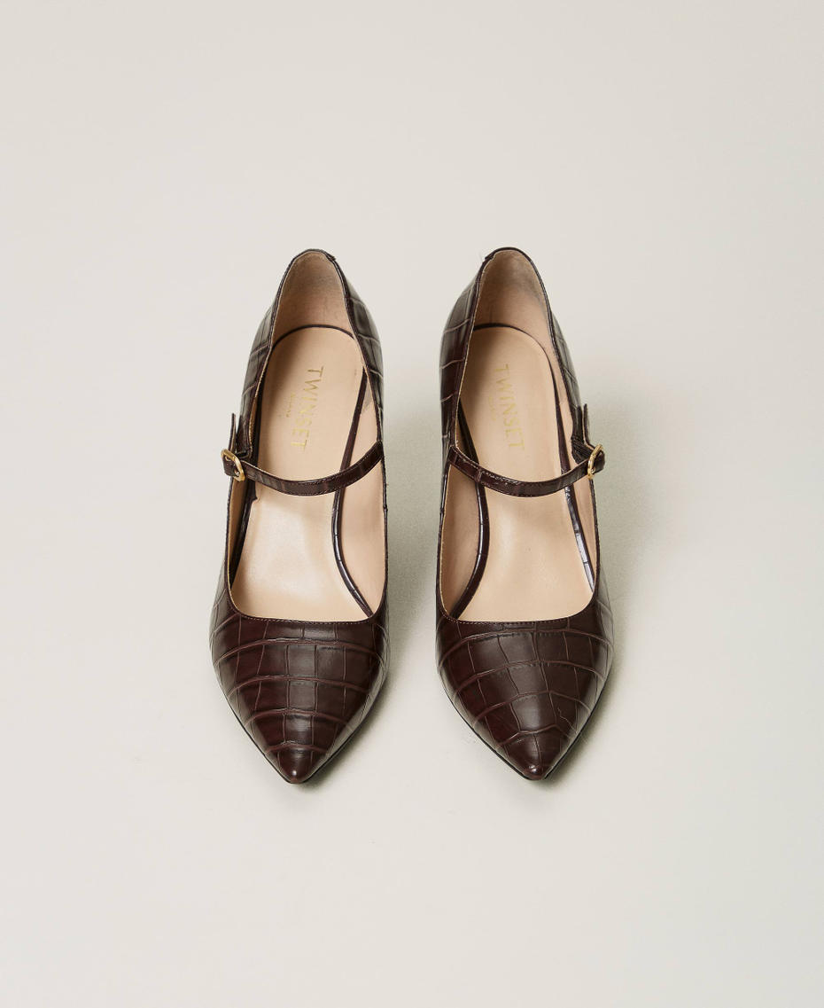 Escarpins avec imprim&eacute; croco Coffee Chocolate Femme 242TGT044_11946_04