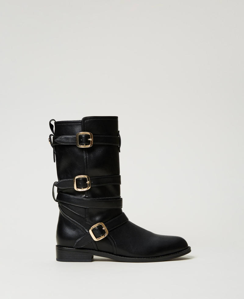 Biker boots with straps Black Woman 242TGT072_00006_01