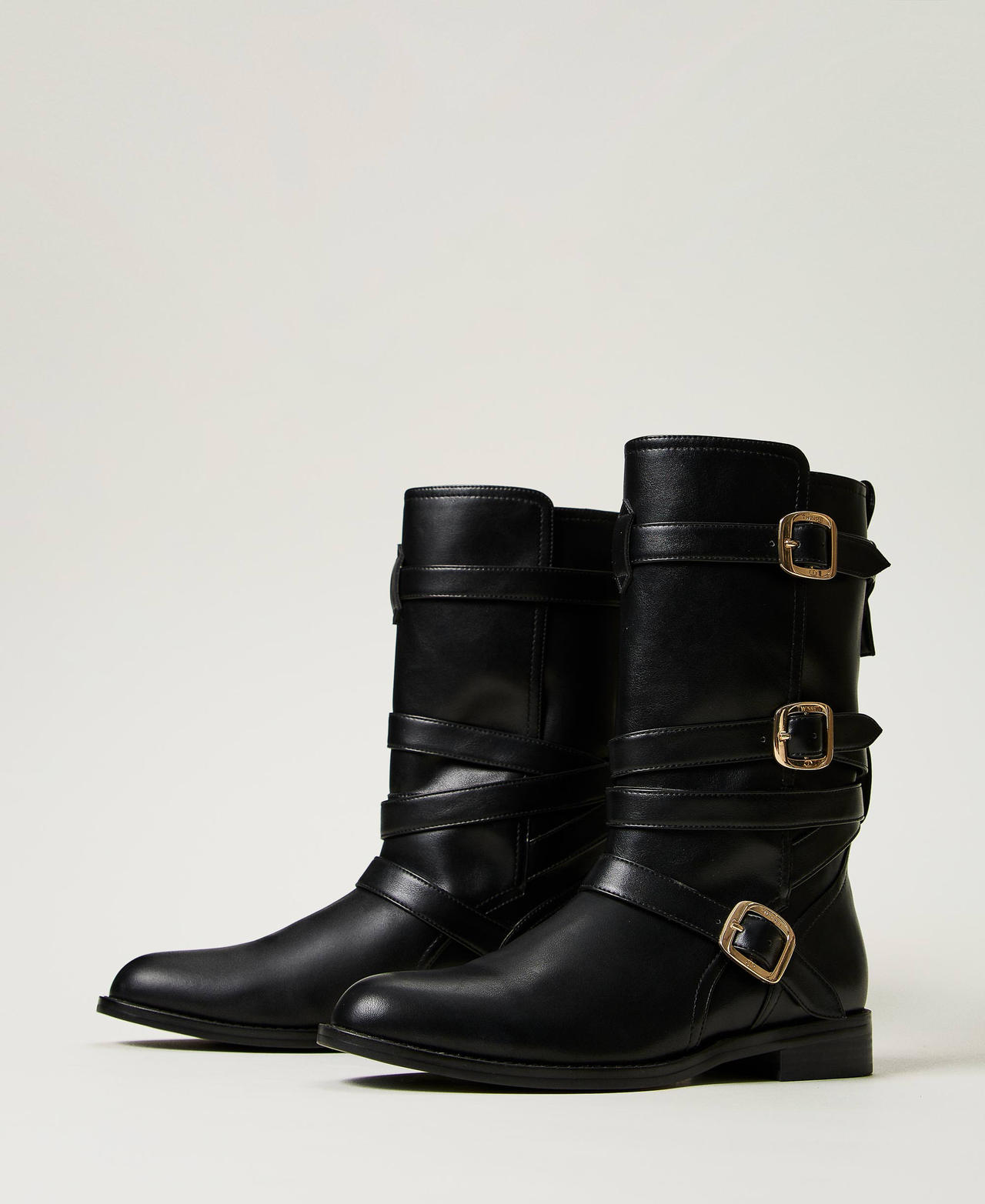 Biker boots with straps Black Woman 242TGT072_00006_02