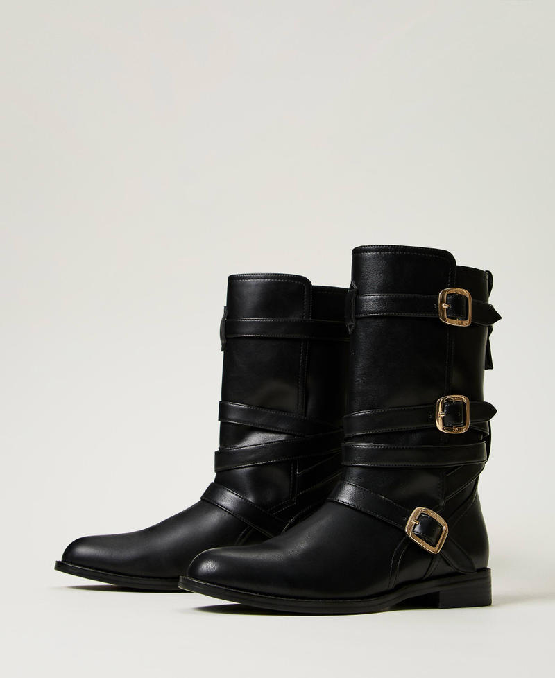 Biker boots with straps