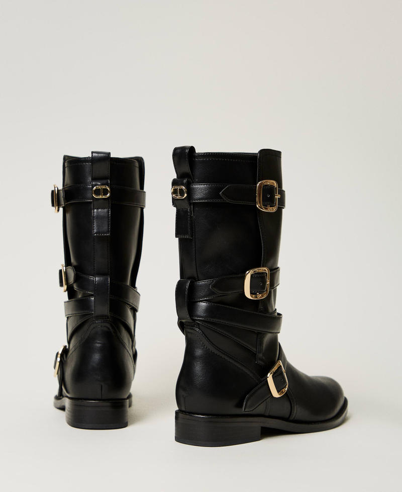 Biker boots with straps Black Woman 242TGT072_00006_03