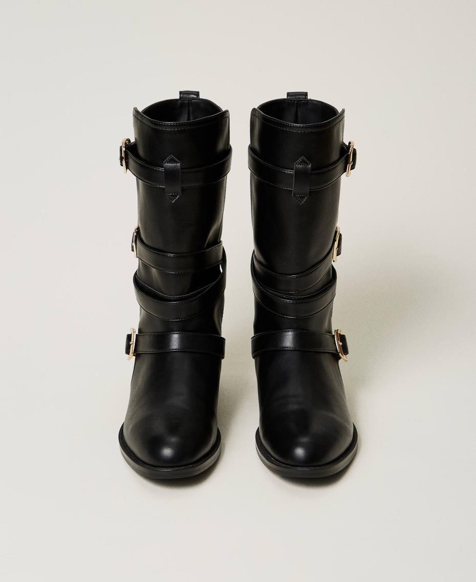 Biker boots with straps Black Woman 242TGT072_00006_04