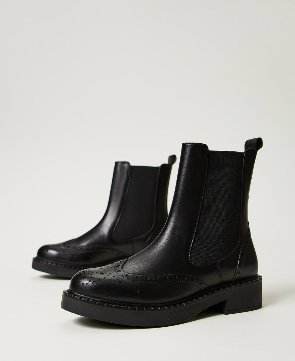 Leather Chelsea boots Woman Black TWINSET Milano