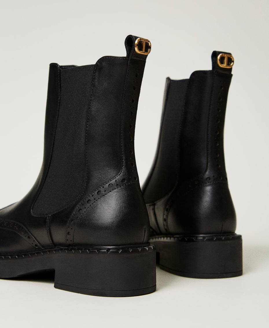 Bottines Chelsea en cuir Noir Femme 242TGT090_00006_03