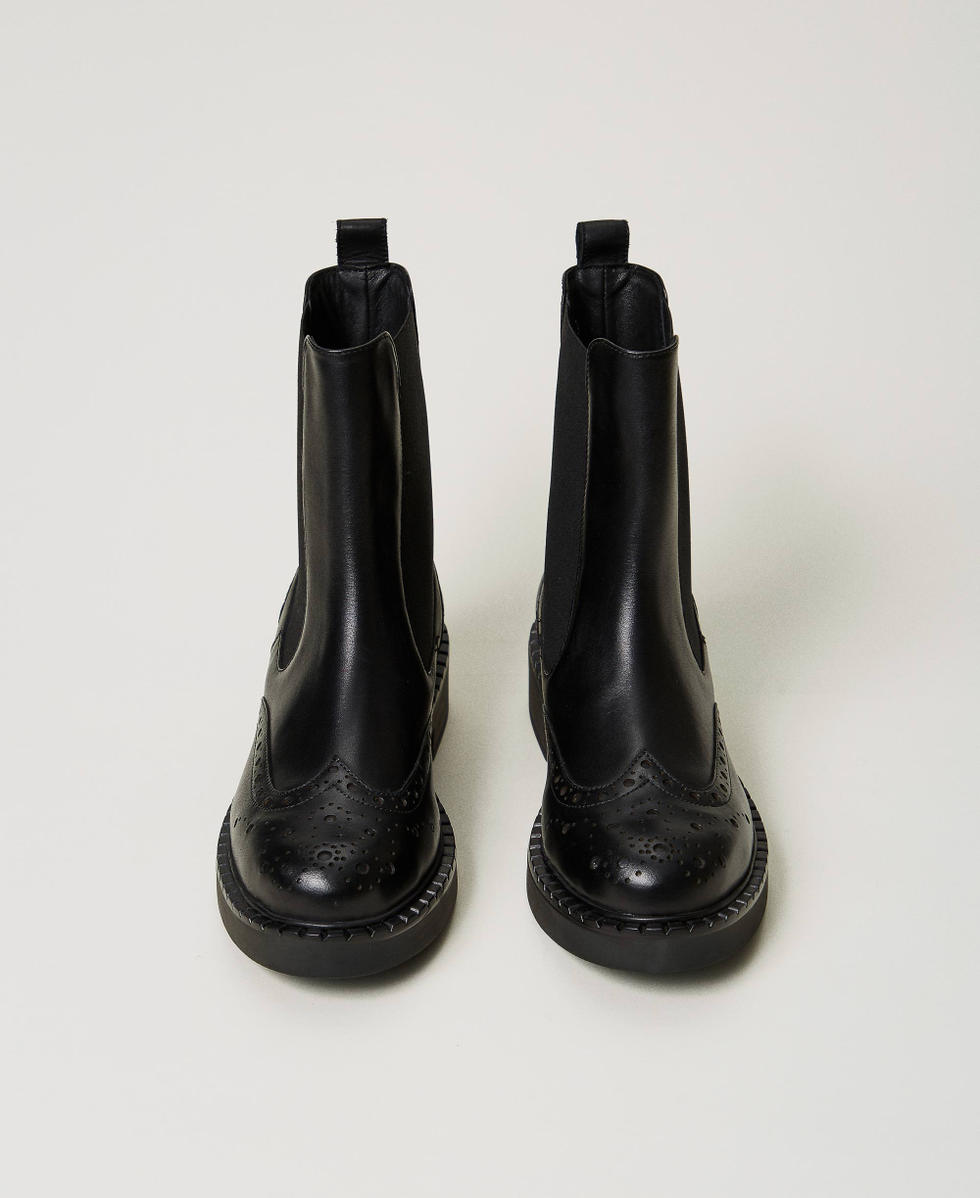Bottines Chelsea en cuir Femme Noir TWINSET Milano