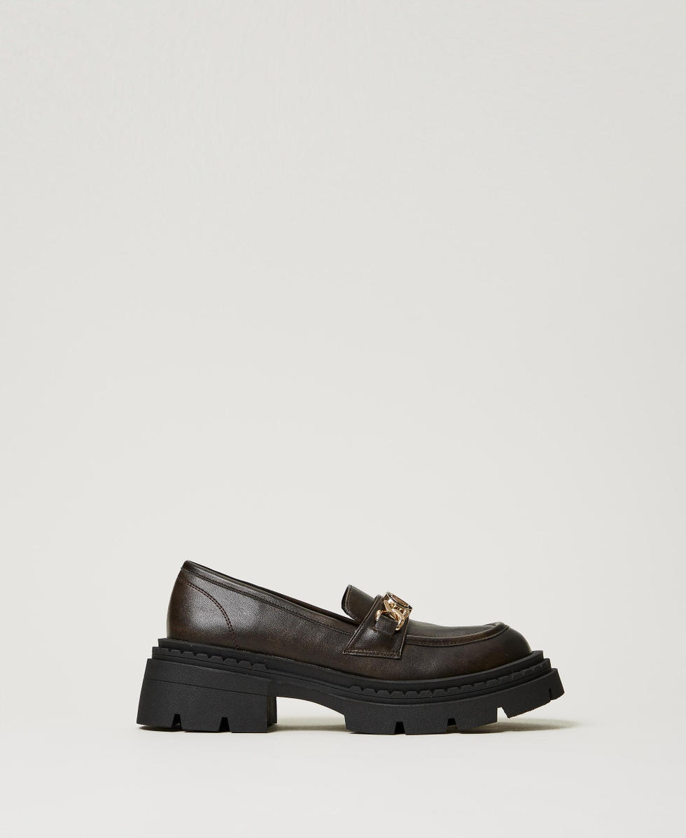 Mocassini con morsetto Oval T Coffee Chocolate Donna 242TGT114_11946_01