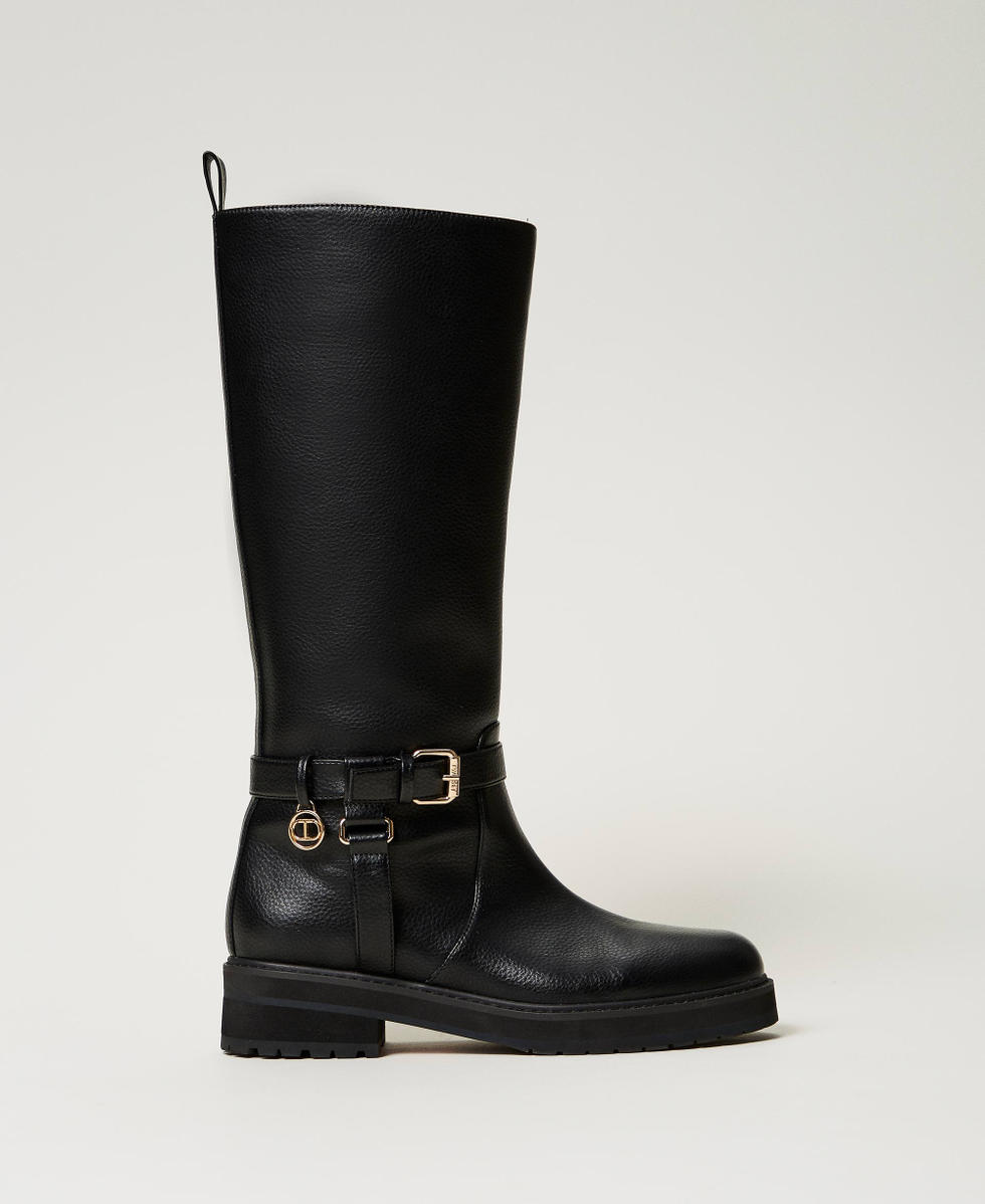 Biker flat boots sales