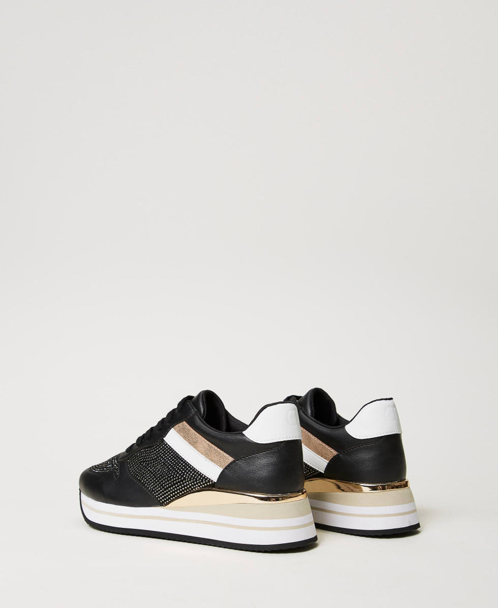 Baskets de running avec strass Noir Femme 242TGT18A_00006_03