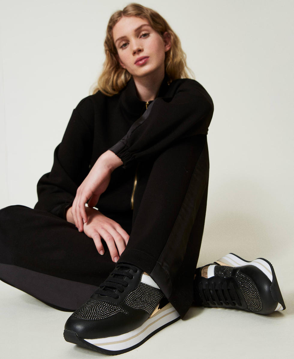 Baskets de running avec strass Noir Femme 242TGT18A_00006_S0