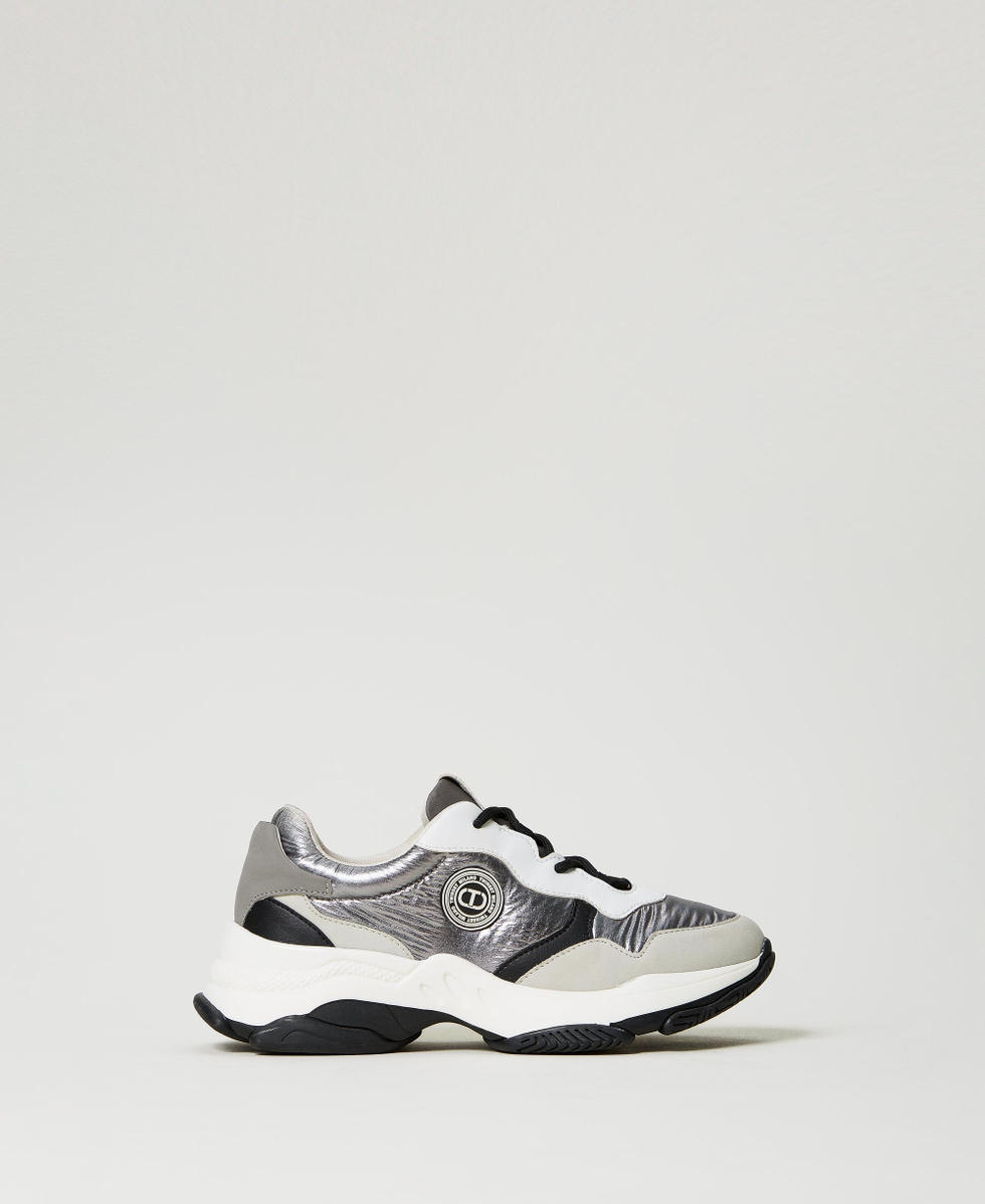 Color-Block-Sneaker im Laufschuhstil Silber Frau 242TGT18C_00995_01