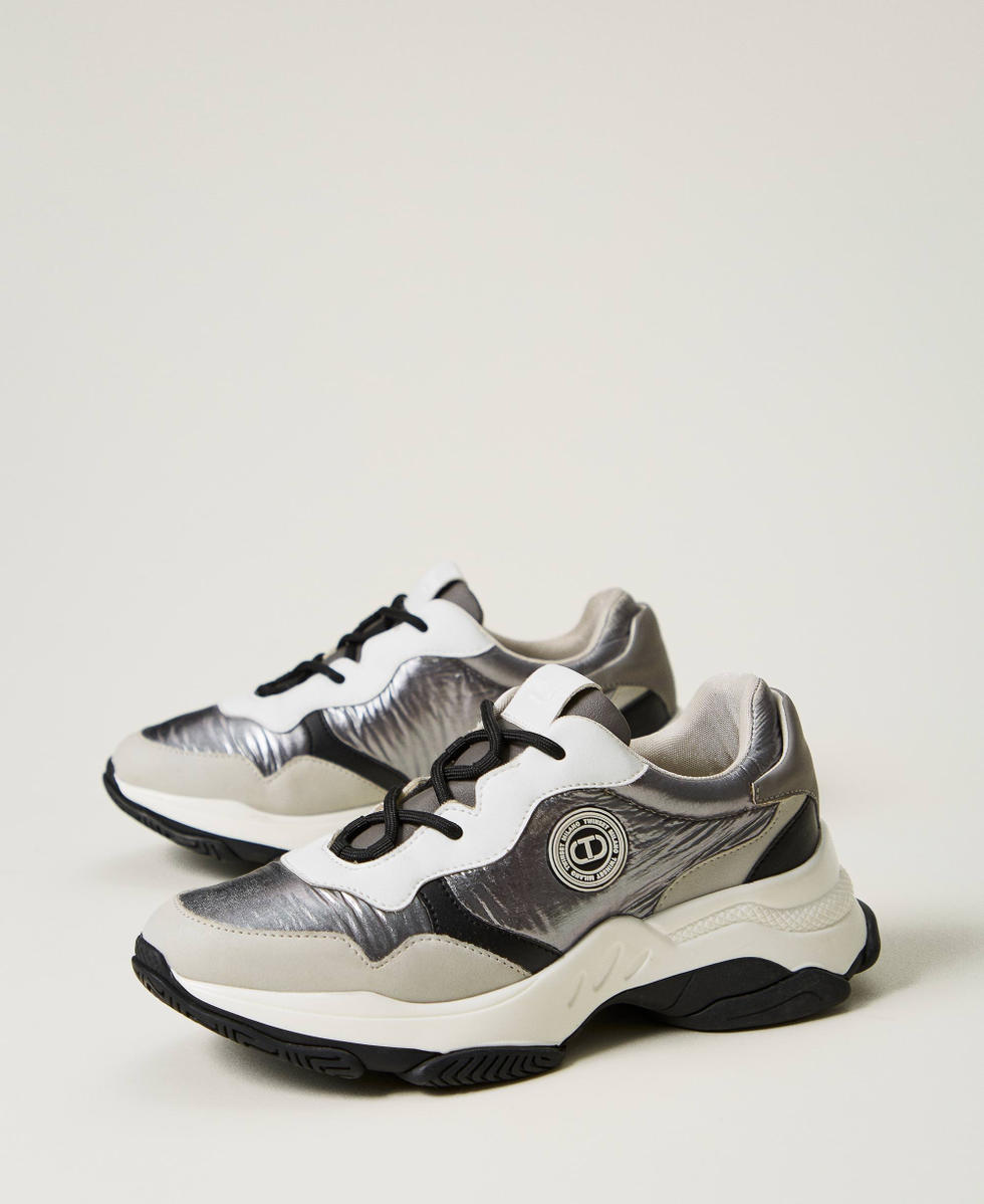 Color-Block-Sneaker im Laufschuhstil Silber Frau 242TGT18C_00995_02