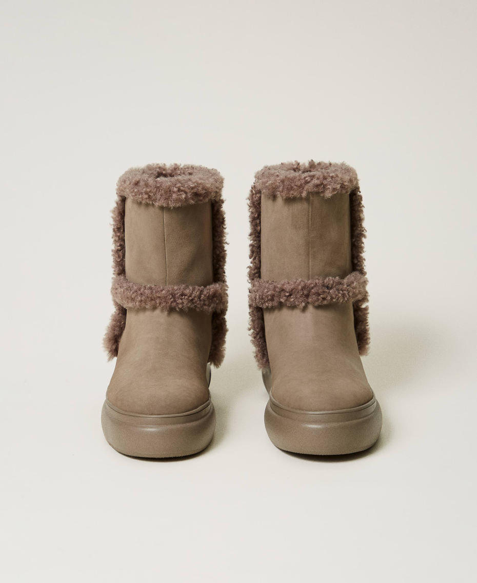 Ankle boots with faux fur details Taupe Beige Woman 242TGT190_00524_04