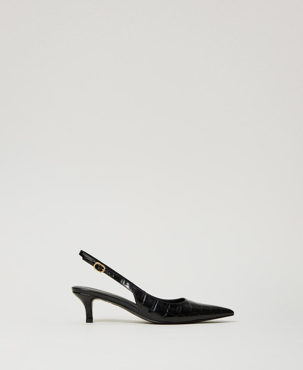 Escarpins slingbacks avec imprime croco Femme Noir TWINSET Milano